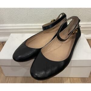 Chloe Designer Flats Ballet Slippers Rose Leather Fairy Ankle Straps Size 6/36